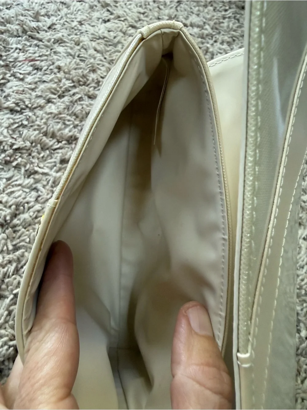 Vintage Christian Dior Parfums Cream Clutch Cosmetic Pouch Bag (NWOT)